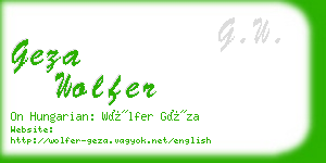 geza wolfer business card